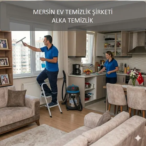 Mersin ev temizlik şirketi personeli ev temizliği yaparken