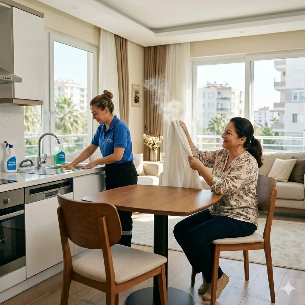 Mersin mutfak yağ temizliği yapan Alka Temizlik personeli