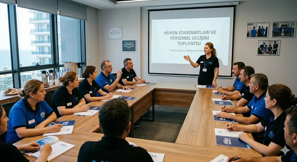 merside Alka Temizlik personellerinin aylık hijyen standartları ve gelişim toplantısı