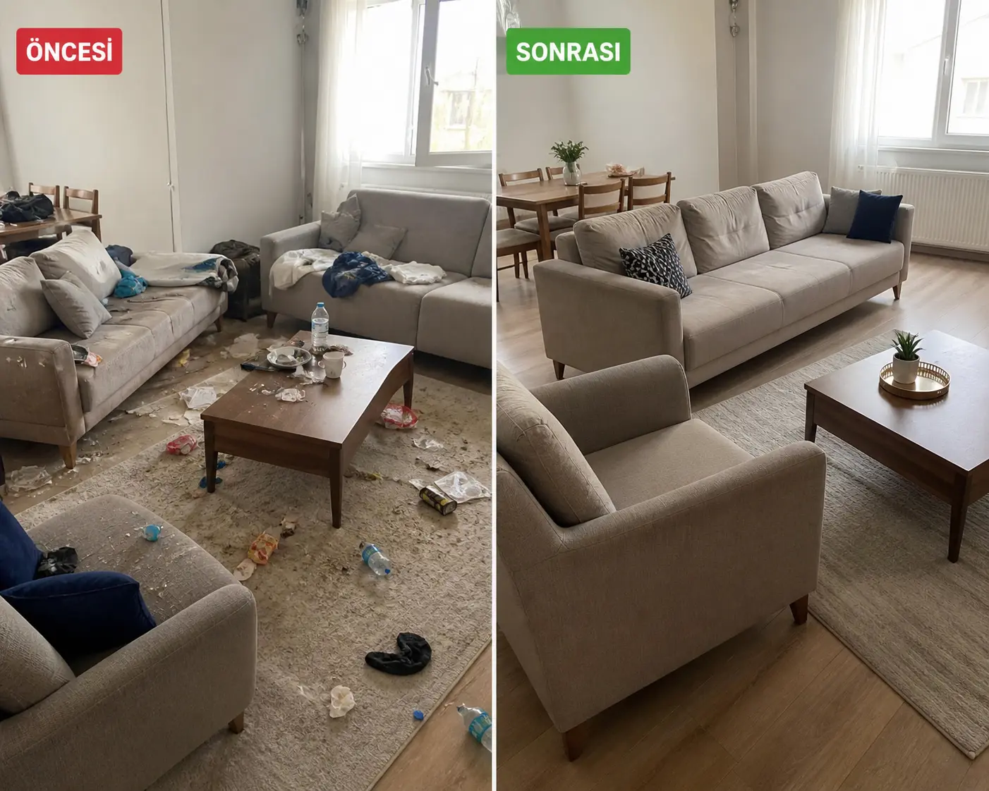 Mersin Eşyalı Ev Temizliği Öncesi ve Sonrası - Alka Temizlik
